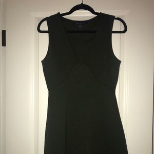 army green ribbed fit and flare dress
